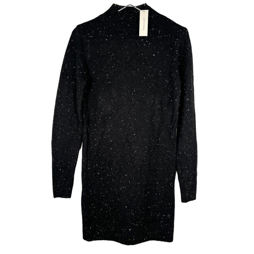 NEW! Francesca's Studio 19 Mock Neck Sweater Mini Dress S Black White Knit $56